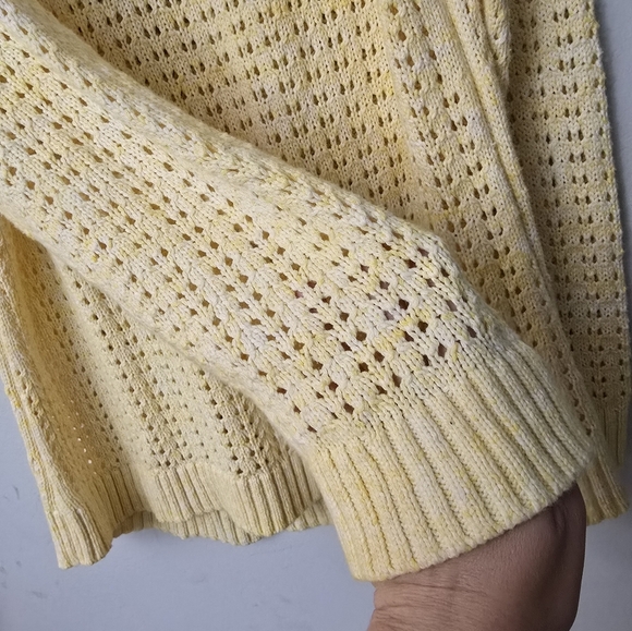 Talbots Sweater Womens Size XL Yellow Pullover Open Stitch Knit Long Sleeves - Picture 4 of 11